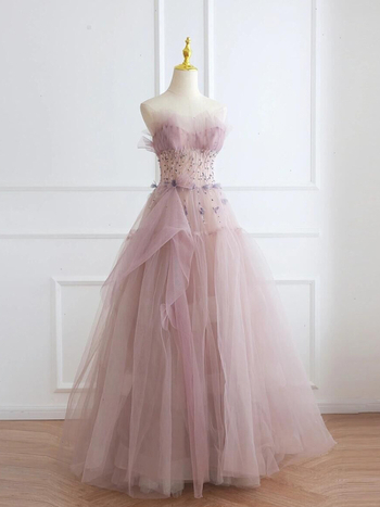 Vjenčana haljina s tutu suknjom, Tube top, bez rukava, duga suknja