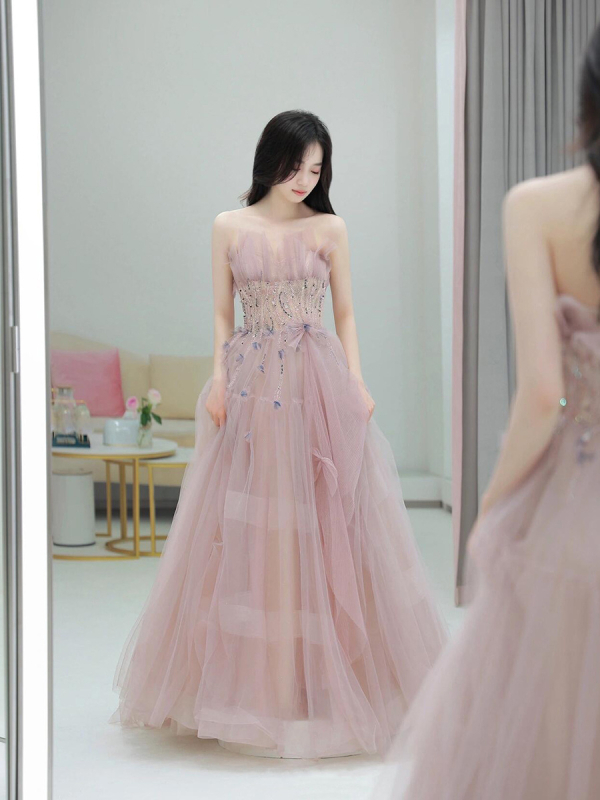 Vjenčana haljina s tutu suknjom, Tube top, bez rukava, duga suknja