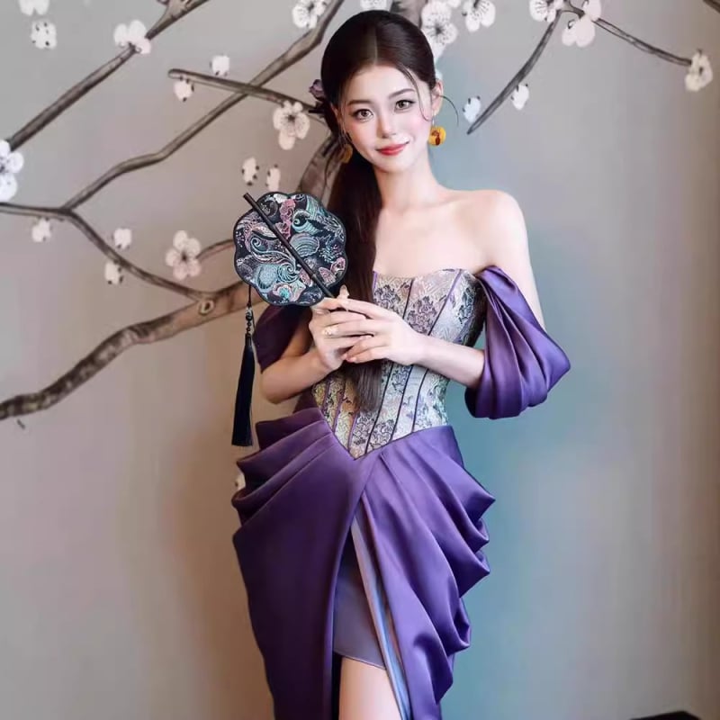 Vjenčana haljina s topom u stilu cijevi, bez rukava, visokim strukom, duga suknja, mala šlepica