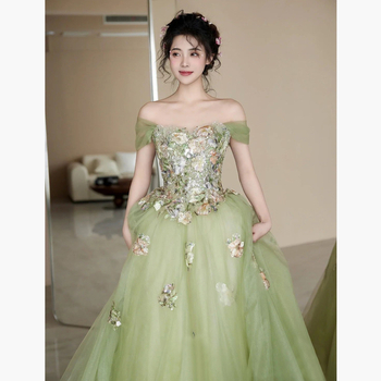 Večernja haljina s jednim ramenom, A-linija, bez rukava, duga suknja, organza s elastanom