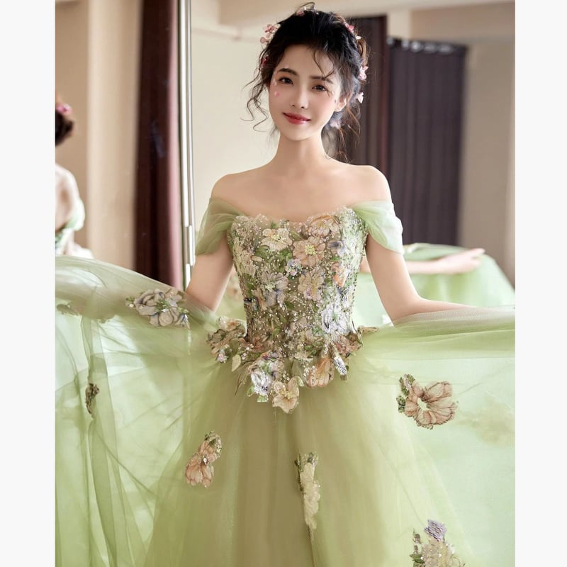 Večernja haljina s jednim ramenom, A-linija, bez rukava, duga suknja, organza s elastanom