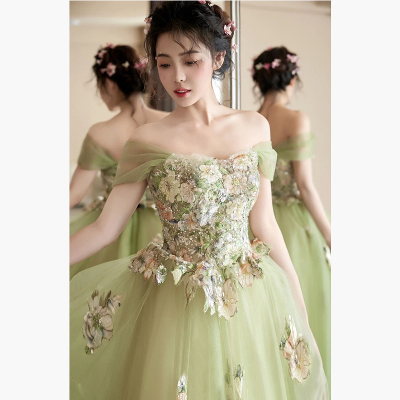 Večernja haljina s jednim ramenom, A-linija, bez rukava, duga suknja, organza s elastanom