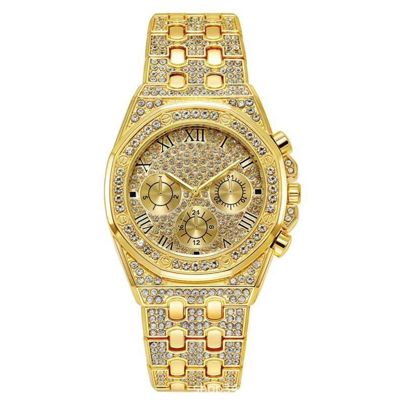 Ceas quartz pentru bărbați, cu cadran rotund, Carcasă din aliaj, Curea din aliaj, Mișcare: quartz, Model: 68