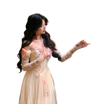 Френски стил вечерна рокля за чайна пауза - без презрамки, силует А-линиия, полиестерна тъкан, дълга рокля, зима 2024