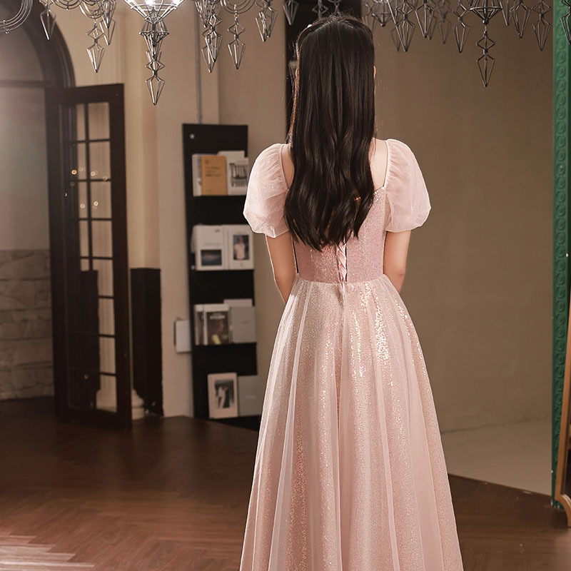 Rochie de domnișoară de onoare cu talie înaltă, mâneci trei sferturi, poliester