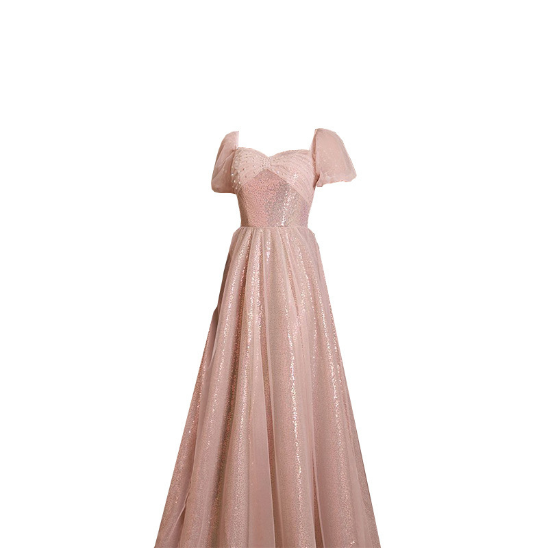 Rochie de domnișoară de onoare cu talie înaltă, mâneci trei sferturi, poliester