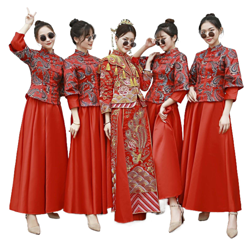 Rochie de domnișoare de onoare, cu umăr, fustă pufoasă, mâneci lungi, fustă lungă, țesătură chenille cu spandex (<30%), primăvara 2024