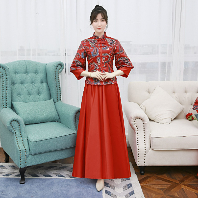 Rochie de domnișoare de onoare, cu umăr, fustă pufoasă, mâneci lungi, fustă lungă, țesătură chenille cu spandex (<30%), primăvara 2024