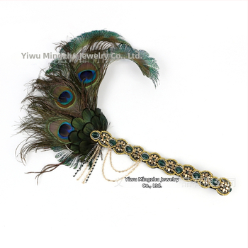 Hajpánt tollal és virágos stílussal esküvői fotózásra és színpadi előadásokhoz (HD6268)