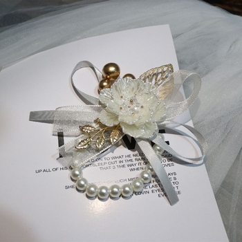 Pamergių riešo gėlės perlų apyrankė, korėjietiškas stilius (dovanai paruošta, be personalizacijos, be logotipo)