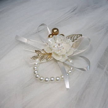 Pamergių riešo gėlės perlų apyrankė, korėjietiškas stilius (dovanai paruošta, be personalizacijos, be logotipo)