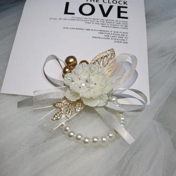 Pamergių riešo gėlės perlų apyrankė, korėjietiškas stilius (dovanai paruošta, be personalizacijos, be logotipo)