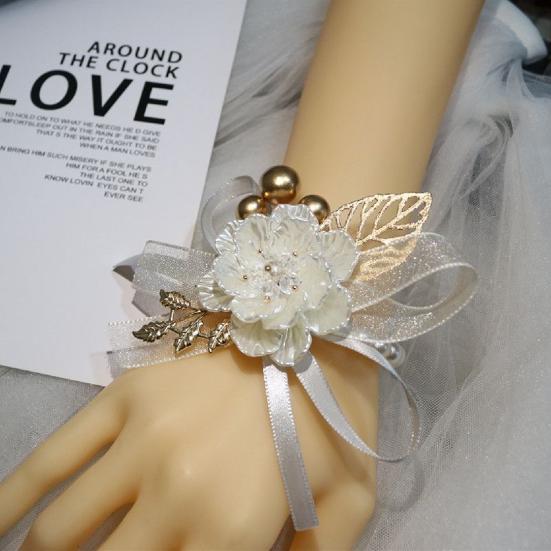 Pamergių riešo gėlės perlų apyrankė, korėjietiškas stilius (dovanai paruošta, be personalizacijos, be logotipo)