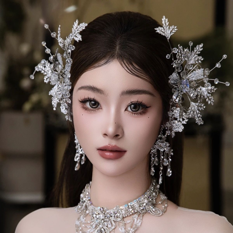 Menyasszonyi diadéma ötvözetből, hullámos forma, kézzel készített kötés, kristályos díszítés, divatos stílus
