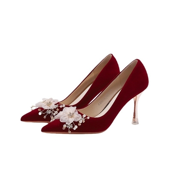 Vjenčane cipele s uskim vrhom od velura – visina potpetice 6-8 cm, gumeni potplat, mikrovlakna podstava