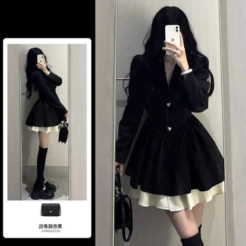 Rochie din poliester, uni, croială A-line scurtă, guler polo, maneci lungi