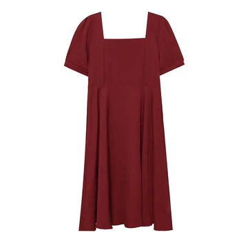 Ženska haljina od poliestera, A-linija, midi duljina, kvadratni ovratnik, polu rukav, gradski elegantan stil