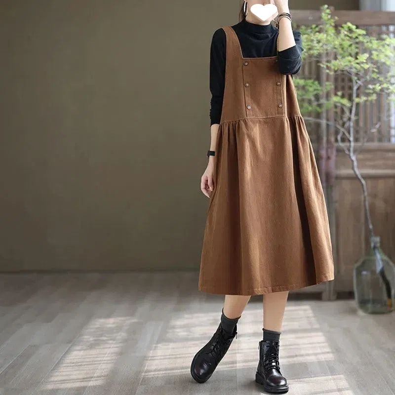 Rochie midi cu bretele, fără mâneci, talie înaltă, poliester, cusături collage