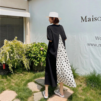 Rochie de maternitate lungă - croială A-line, mâneci scurte, fără nasturi, imprimeu digital anime, poliester 95%+