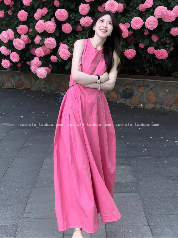 Francia stílusú hátsó nélküli ruha kerek nyakú, ujjatlan, magas derék, hosszú ruha