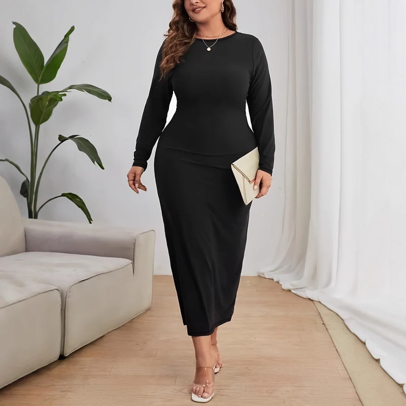 Ruha — rugalmas poliészter/spandex keverék, egyszínű, hosszú ujjú, álló gallér, hosszú szabás