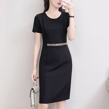 Midi ruha: poliészter, rövid ujjú, kerek nyakú, cipzár, középső derekú.