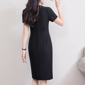 Midi ruha: poliészter, rövid ujjú, kerek nyakú, cipzár, középső derekú.