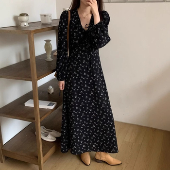 Ruha hosszú ujjú és V-nyakú, városi tájkép mintás, tündérszoknya, Spandex anyag