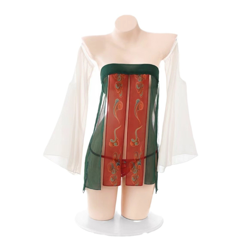 Δαντελένιο σετ σε στιλ Hanfu με τοπ τύπου σωλήνα και φούστα; λεπτό ύφασμα, 70–80% πολυεστέρας, κυκλοφορία καλοκαίρι 2024