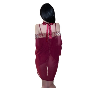 Trodijelni uniformni set donjeg rublja, poliester tkanina, prozirna mekana gaz, bluza u Hanfu stilu i suknja tube-top