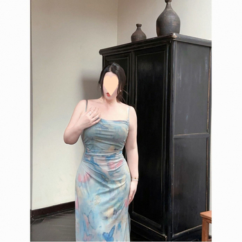 Μίντι φόρεμα με πεταλούδα-δίκτυο, αφηρημένο μοτίβο, Modal ύφασμα, χωρίς μανίκια, όρθιος γιακάς