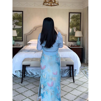 Μίντι φόρεμα με πεταλούδα-δίκτυο, αφηρημένο μοτίβο, Modal ύφασμα, χωρίς μανίκια, όρθιος γιακάς