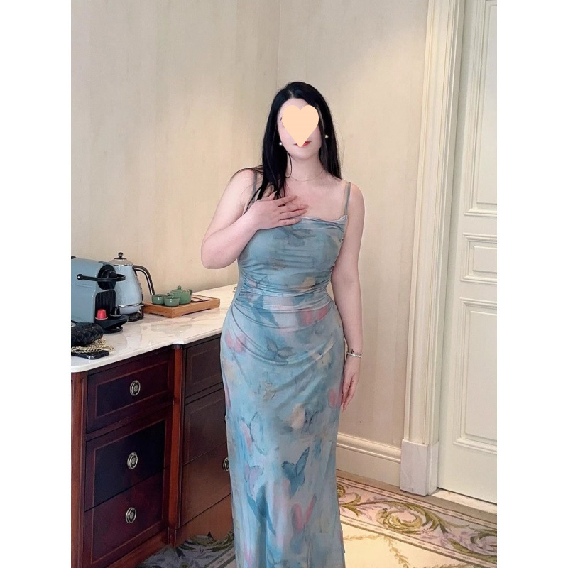 Μίντι φόρεμα με πεταλούδα-δίκτυο, αφηρημένο μοτίβο, Modal ύφασμα, χωρίς μανίκια, όρθιος γιακάς