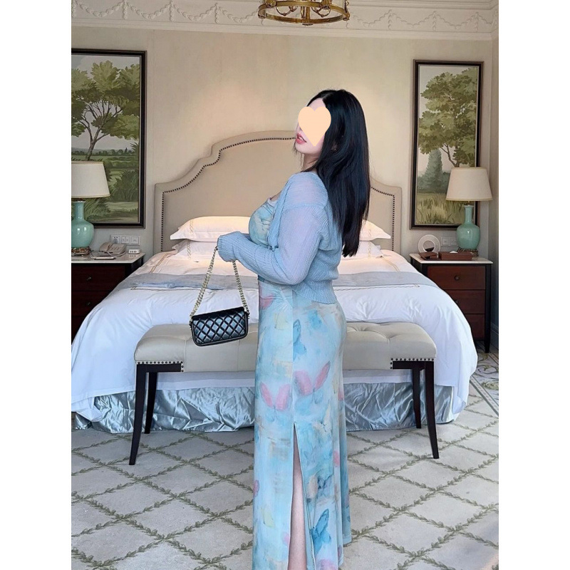 Μίντι φόρεμα με πεταλούδα-δίκτυο, αφηρημένο μοτίβο, Modal ύφασμα, χωρίς μανίκια, όρθιος γιακάς