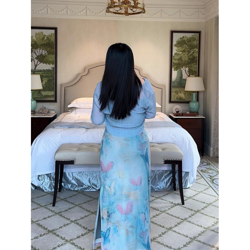 Μίντι φόρεμα με πεταλούδα-δίκτυο, αφηρημένο μοτίβο, Modal ύφασμα, χωρίς μανίκια, όρθιος γιακάς