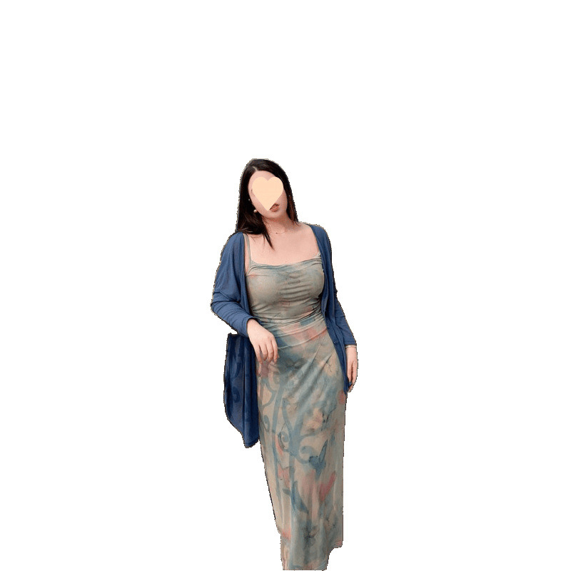 Μίντι φόρεμα με πεταλούδα-δίκτυο, αφηρημένο μοτίβο, Modal ύφασμα, χωρίς μανίκια, όρθιος γιακάς