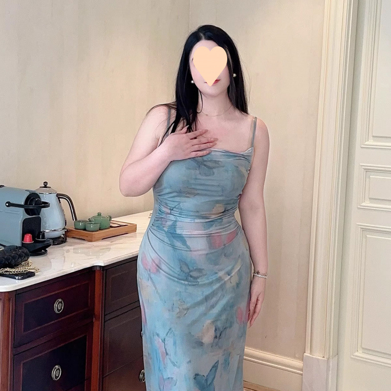 Μίντι φόρεμα με πεταλούδα-δίκτυο, αφηρημένο μοτίβο, Modal ύφασμα, χωρίς μανίκια, όρθιος γιακάς