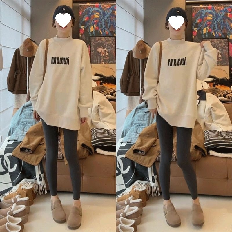 Chenille majica s natpisom, srednja duljina, dugi rukavi, 90-95% Spandex