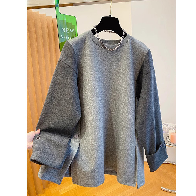 Ženski dukserica s kapuljom i okruglim izrezom, patchwork dizajn, mješavina poliestera i pamuka, srednja duljina, dugi rukavi, japansko-korejski casual stil, proljeće 2025