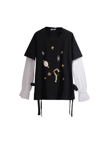 Pamuk patchwork hoodie s geometrijskim uzorkom, slobodan kroj, kapuljača, dugi rukavi