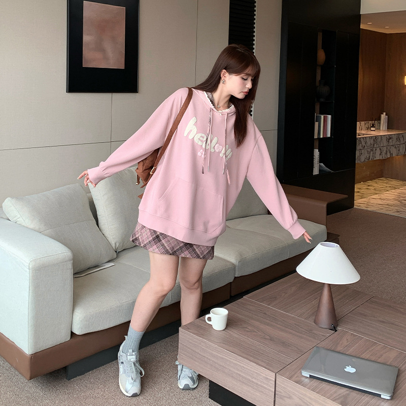 Pamučni hoodie s kapuljačom, dugi rukav, za žene, Zima 2025