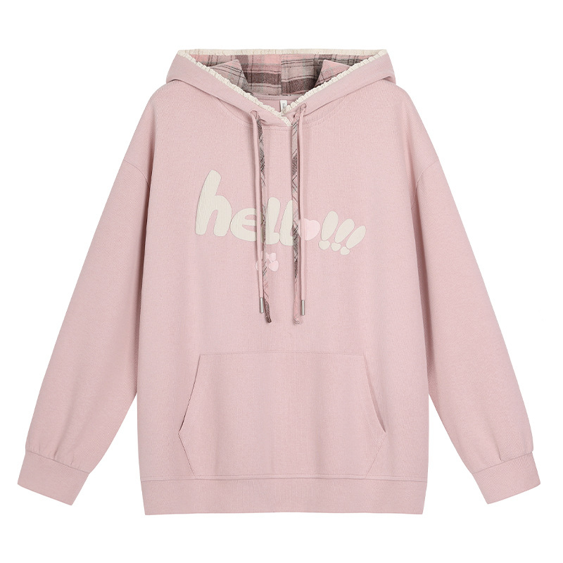 Pamučni hoodie s kapuljačom, dugi rukav, za žene, Zima 2025