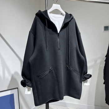 Ženski oversize hoodie s kapuljom, ultrakrata duljina, poliester fleece