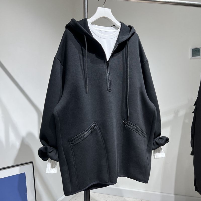 Ženski oversize hoodie s kapuljom, ultrakrata duljina, poliester fleece