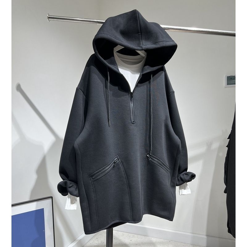 Ženski oversize hoodie s kapuljom, ultrakrata duljina, poliester fleece