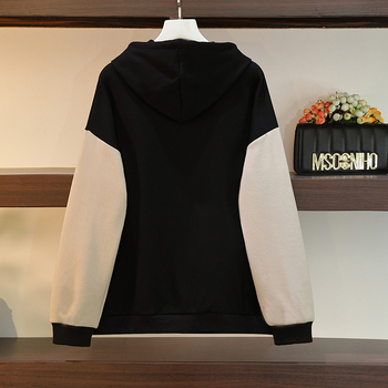 Ženski kapućasti dukserica od pamuka s fleec podstavom, otisak slova/brojeva, zimsko izdanje 2022