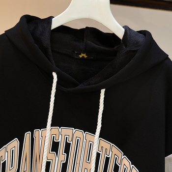 Ženski kapućasti dukserica od pamuka s fleec podstavom, otisak slova/brojeva, zimsko izdanje 2022