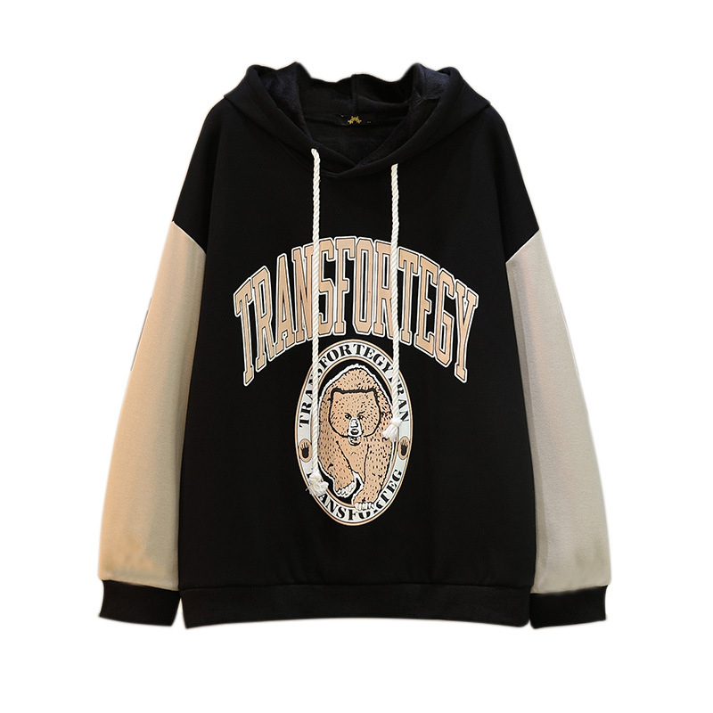 Ženski kapućasti dukserica od pamuka s fleec podstavom, otisak slova/brojeva, zimsko izdanje 2022