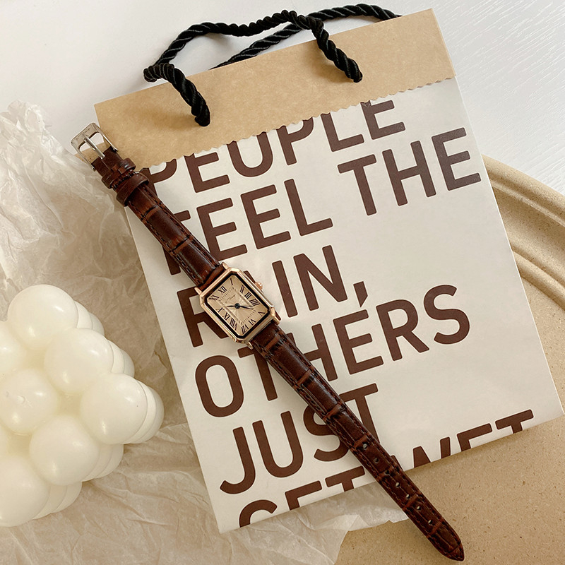 Ceas de damă Gödel, cadran dreptunghiular, mișcare quartz, carcasă din aliaj, curea din fibră superioară, rezistență la apă 30 m