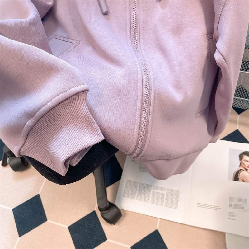 Cardigan fleece pentru femei cu glugă și fermoar, amestec de bumbac-poliester, croială lejeră, lungime medie